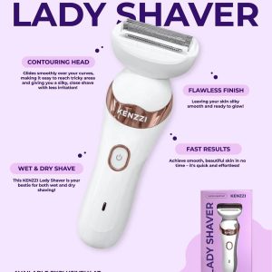 Máy Cạo Lông Điện Sạc KENZZI LADY SHAVER Toàn Thân Chống Nước IPX5