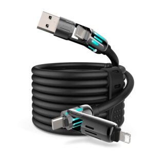 Cáp Sạc Thông Minh 4 trong 1 MFish 240W Chính Hãng - Có Đèn Led 2 Đầu Bọc Kim Loại Siêu Đẹp