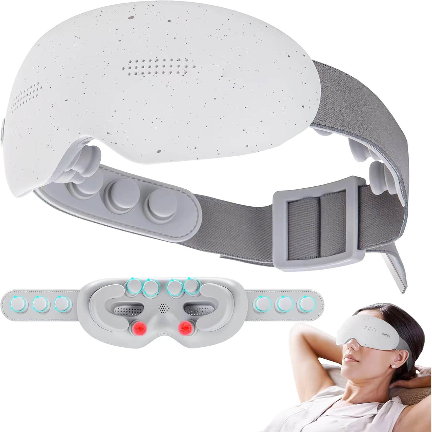 MÁY MASSAGE ĐẦU & MẮT SLEEPFORCE SF PRO Có Bluetooth – Masage Rung Kèm Chườm Nóng 38–42°C