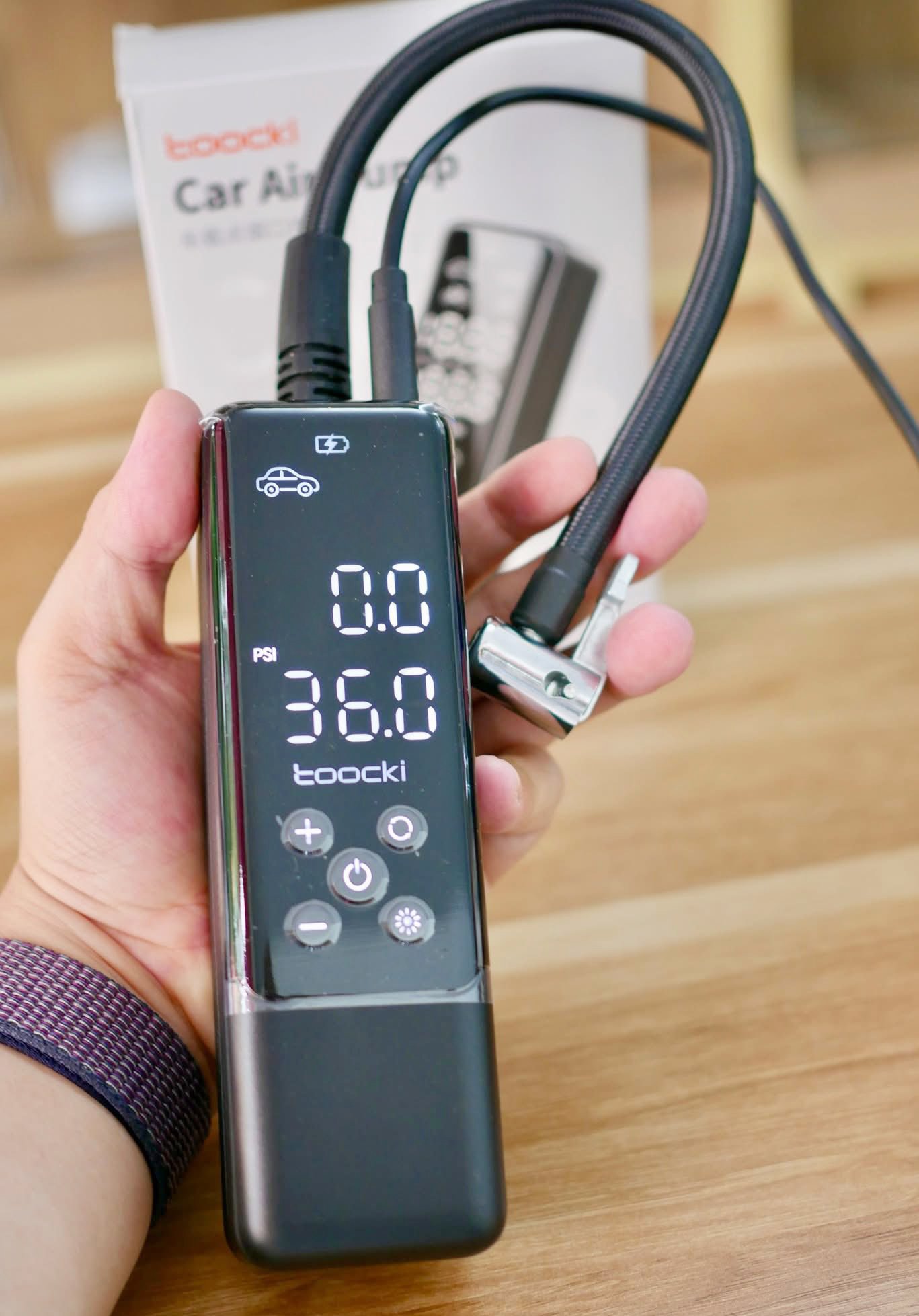 Bơm Điện Tooki Bơm Ô Tô , Xe Máy, Xe Đạp - Công suất 85W có đèn Led. - Ảnh 5