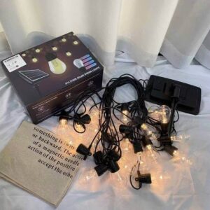 Đèn Led Dây năng Lượng Mặt Trời 20 Bóng Dài 15m- Chống nước IP65 Kèm tấm NLMT - Trang Trí Siêu Đẹp