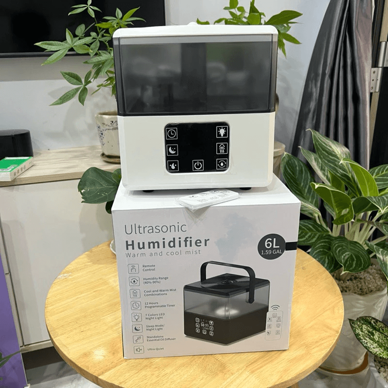 Máy Tạo Độ Ẩm Siêu Âm Ultrasonic Humidifie Amazon - Kèm Remote, Màn Hình, Đèn Ngủ, Dung tích 6Lít chạy 50 Giờ , Khay tinh dầu riêng - Ảnh 18