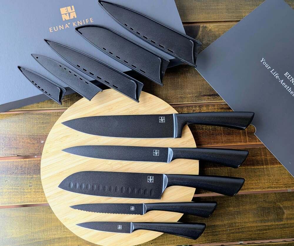 Bộ 5 Dao Siêu Sắc Nhà Bếp EUNA Chuyên Nghiệp (hàng Amazon) Cao Cấp Full Box Kèm Bao Đựng Dao